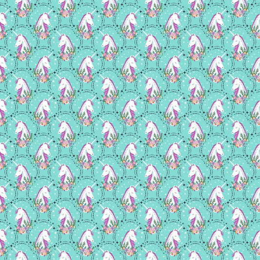 Unicorn Dreams - Unicorn Portrait in Turquoise