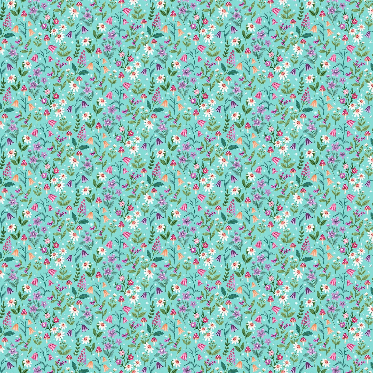 Unicorn Dreams - Packed Flowers in Turquoise