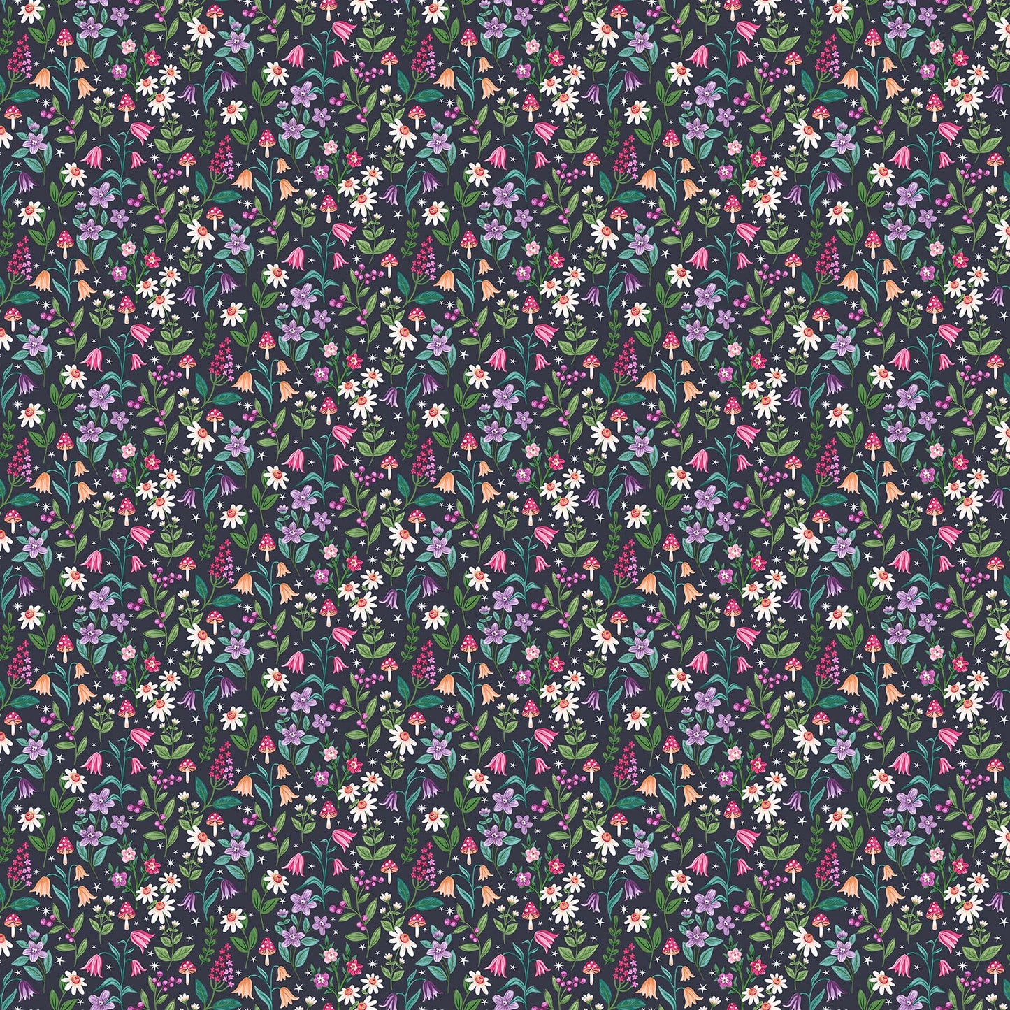 Unicorn Dreams - Packed Flowers in Charcoal