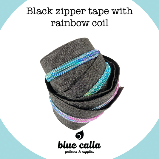 RAINBOW COIL - BLACK - #5 Metallic Nylon Coil Zipper tape