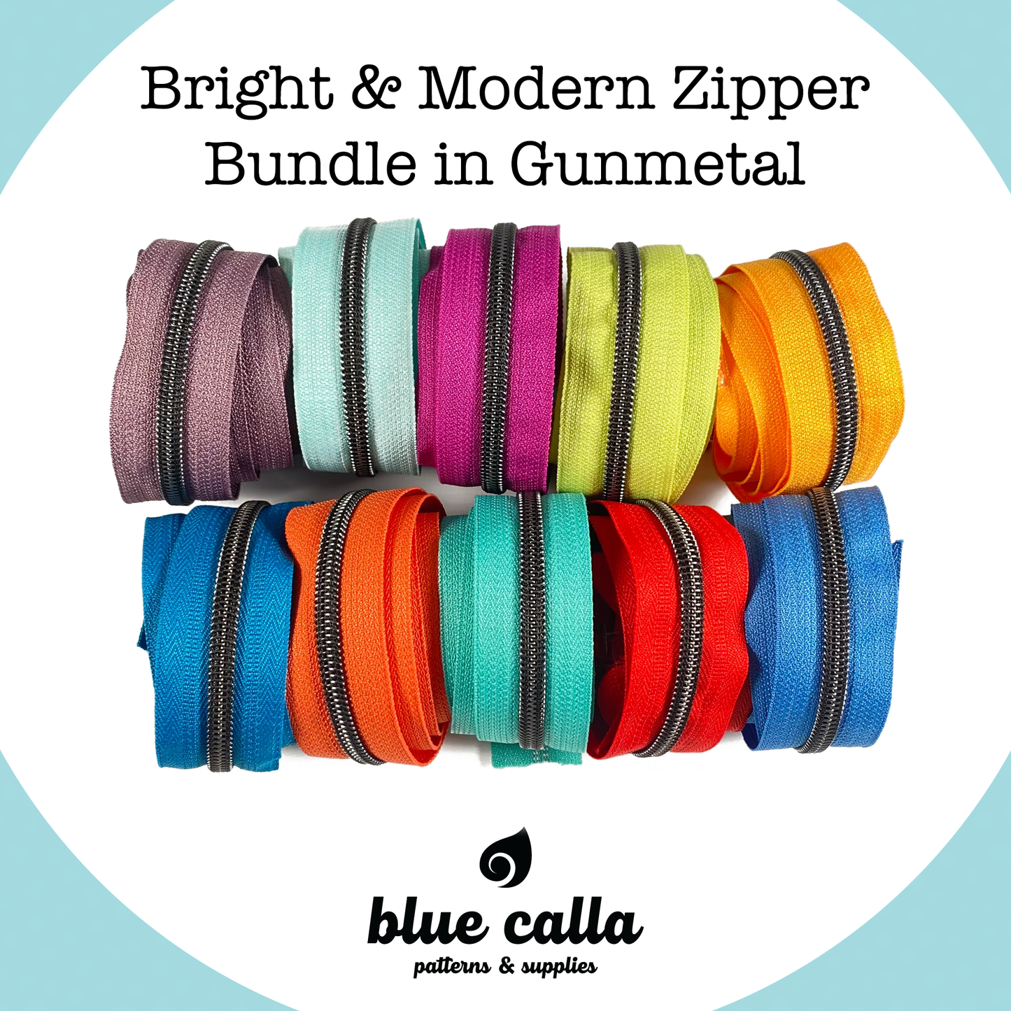 #5 Metallic Nylon Coil Zipper tape - Bright and Modern GUNMETAL coil bundle