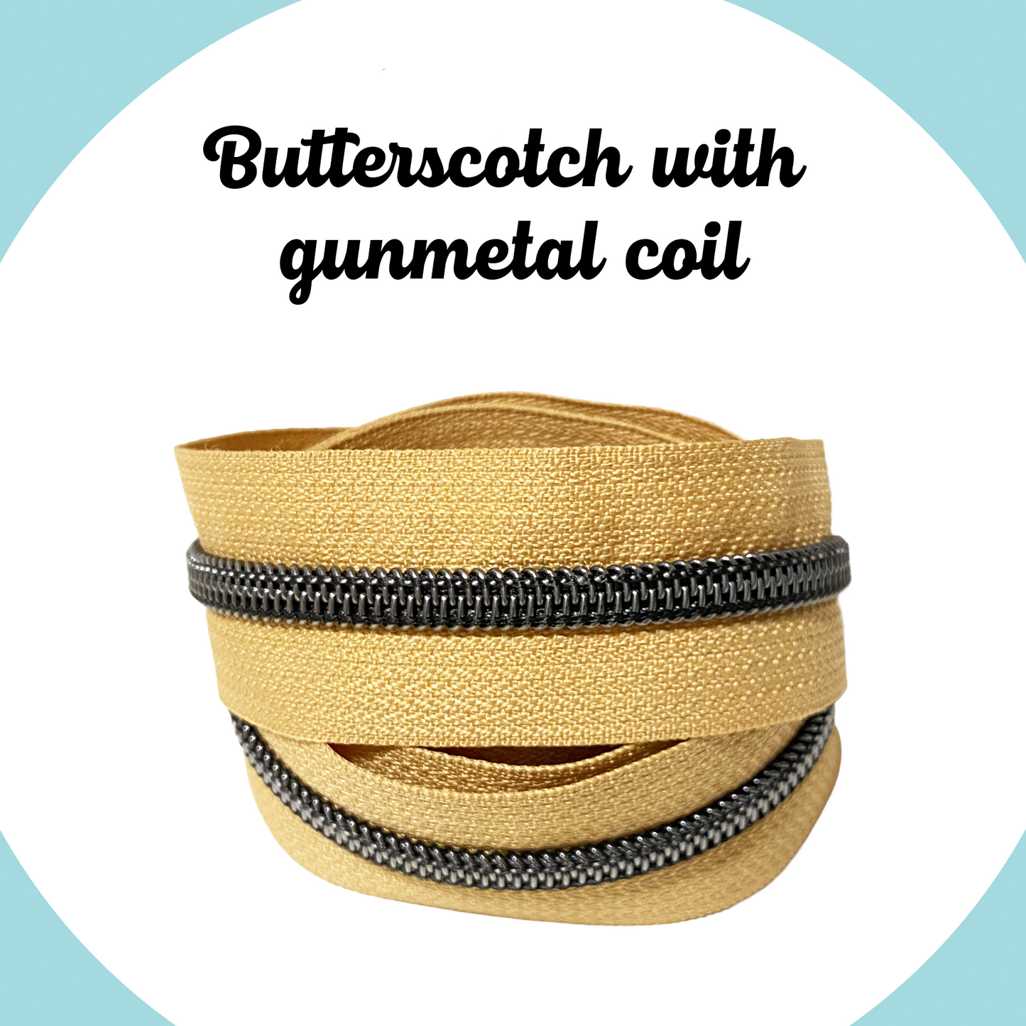 GUNMETAL COIL - BUTTERSCOTCH - #5 Metallic Nylon Coil Zipper tape