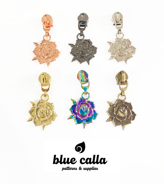 #5 coil zipper pull - Cabbage Rose