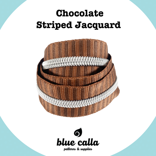 STRIPED JACQUARD - CHOCOLATE - #5 Metallic Nylon Coil Zipper tape