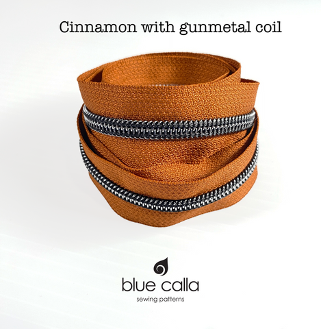 GUNMETAL COIL - CINNAMON - #5 Metallic Nylon Coil Zipper tape