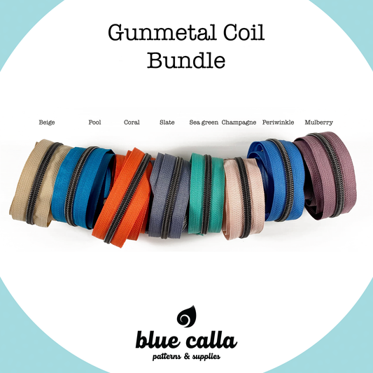 #5 Metallic Nylon Coil Zipper tape - Gunmetal Coil Bundle