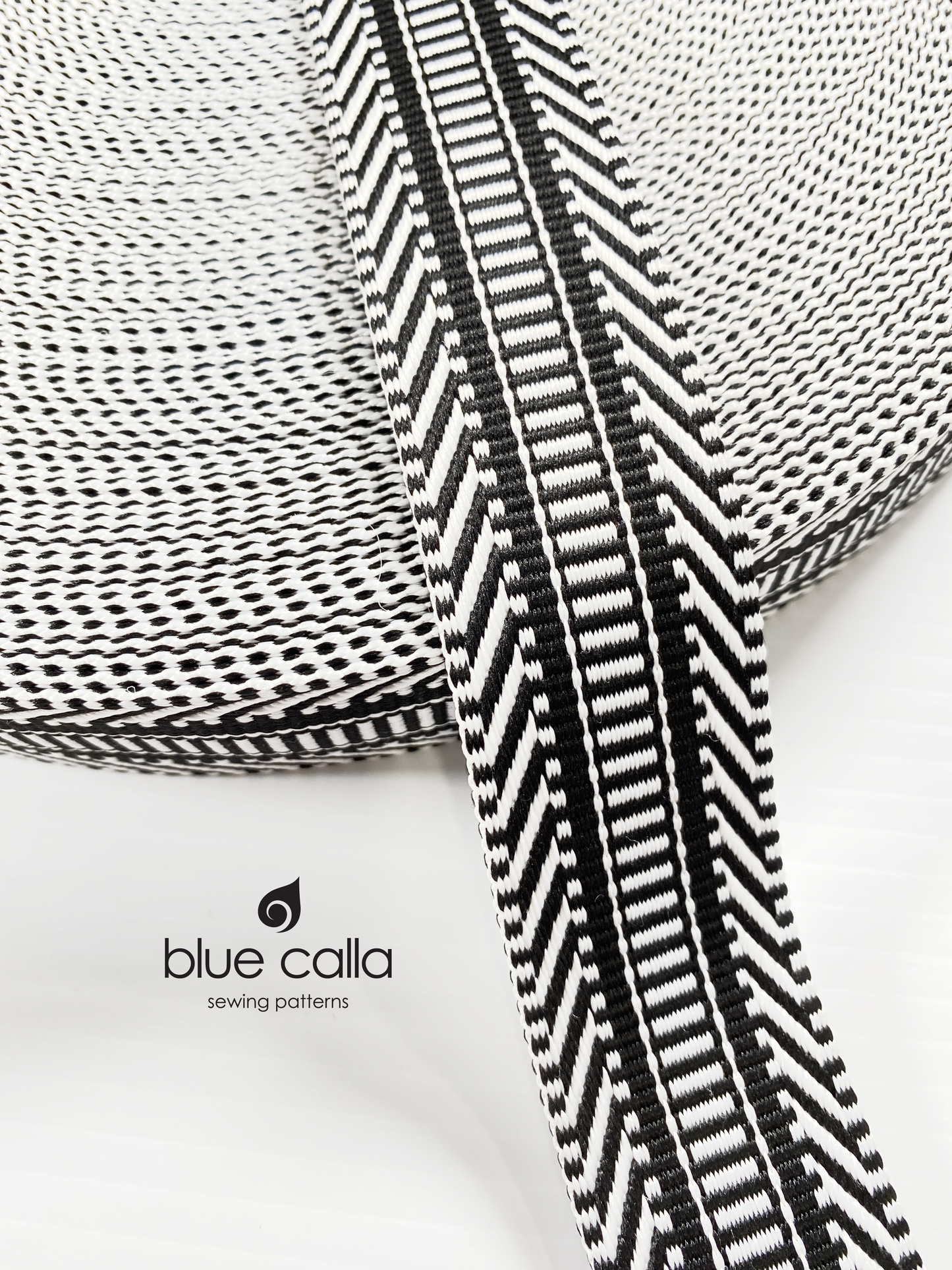 Multi-striped Jacquard Webbing - BLACK AND WHITE - 1.5" wide