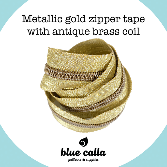 ANTIQUE BRASS COIL - METALLIC GOLD - #5 Metallic Nylon Coil Zipper tape