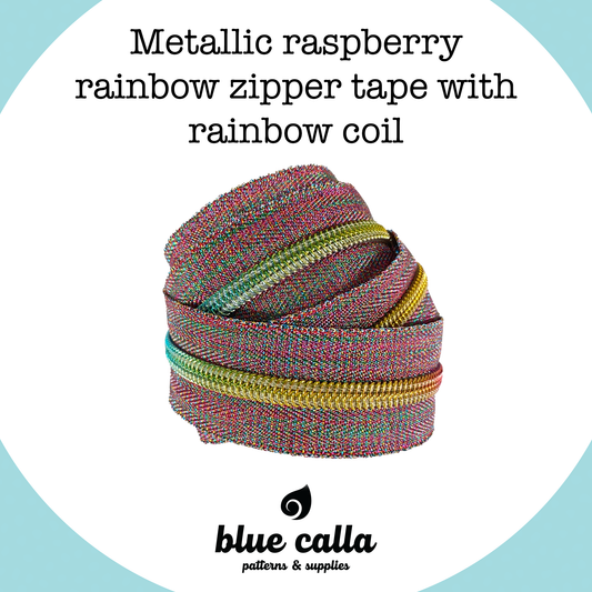 RAINBOW COIL - METALLIC RASPBERRY RAINBOW - #5 Metallic Nylon Coil Zipper tape