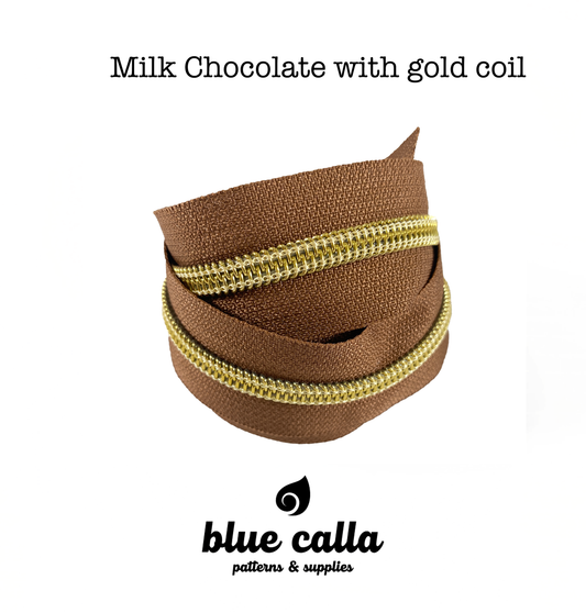 GOLD COIL - MILK CHOCOLATE - #5 Metallic Nylon Coil Zipper tape
