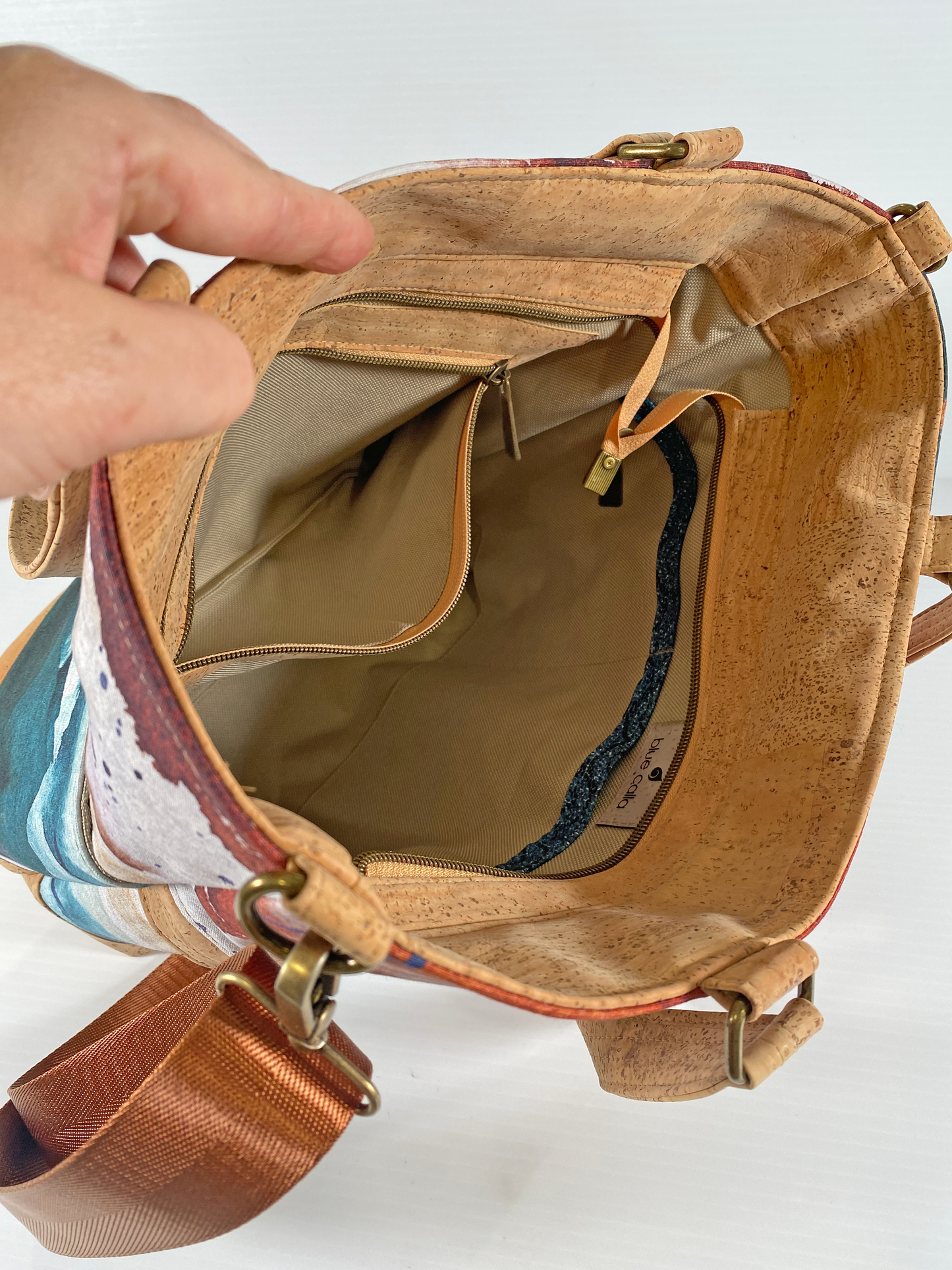 Mini Waterlily Tote in Natural Cork and Mountain Landscape