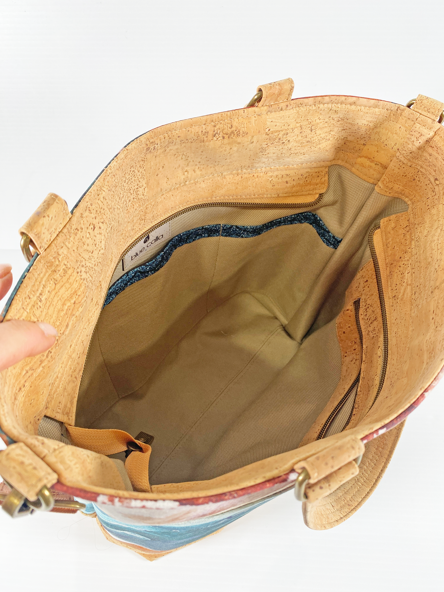 Mini Waterlily Tote in Natural Cork and Mountain Landscape