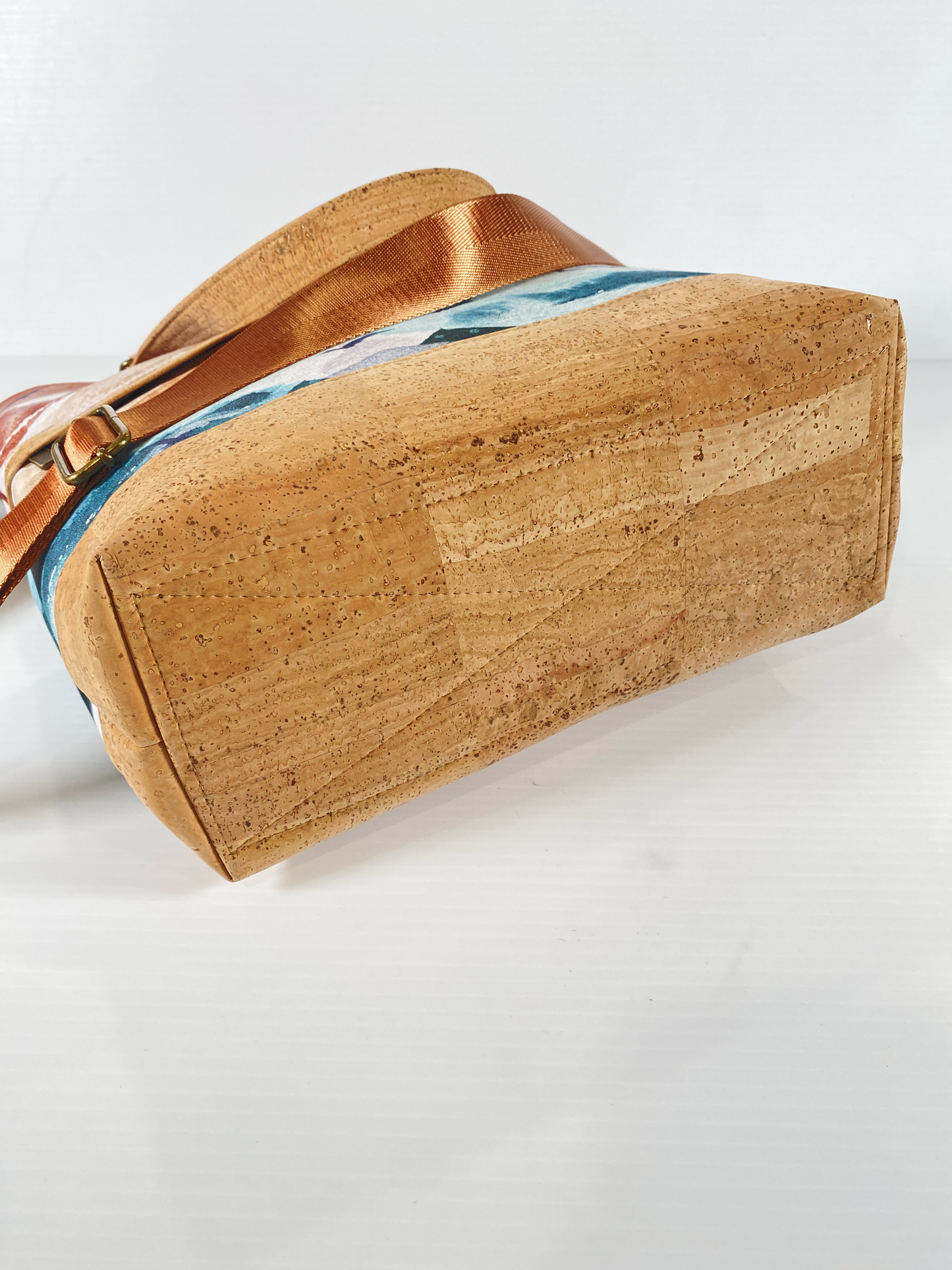 Mini Waterlily Tote in Natural Cork and Mountain Landscape