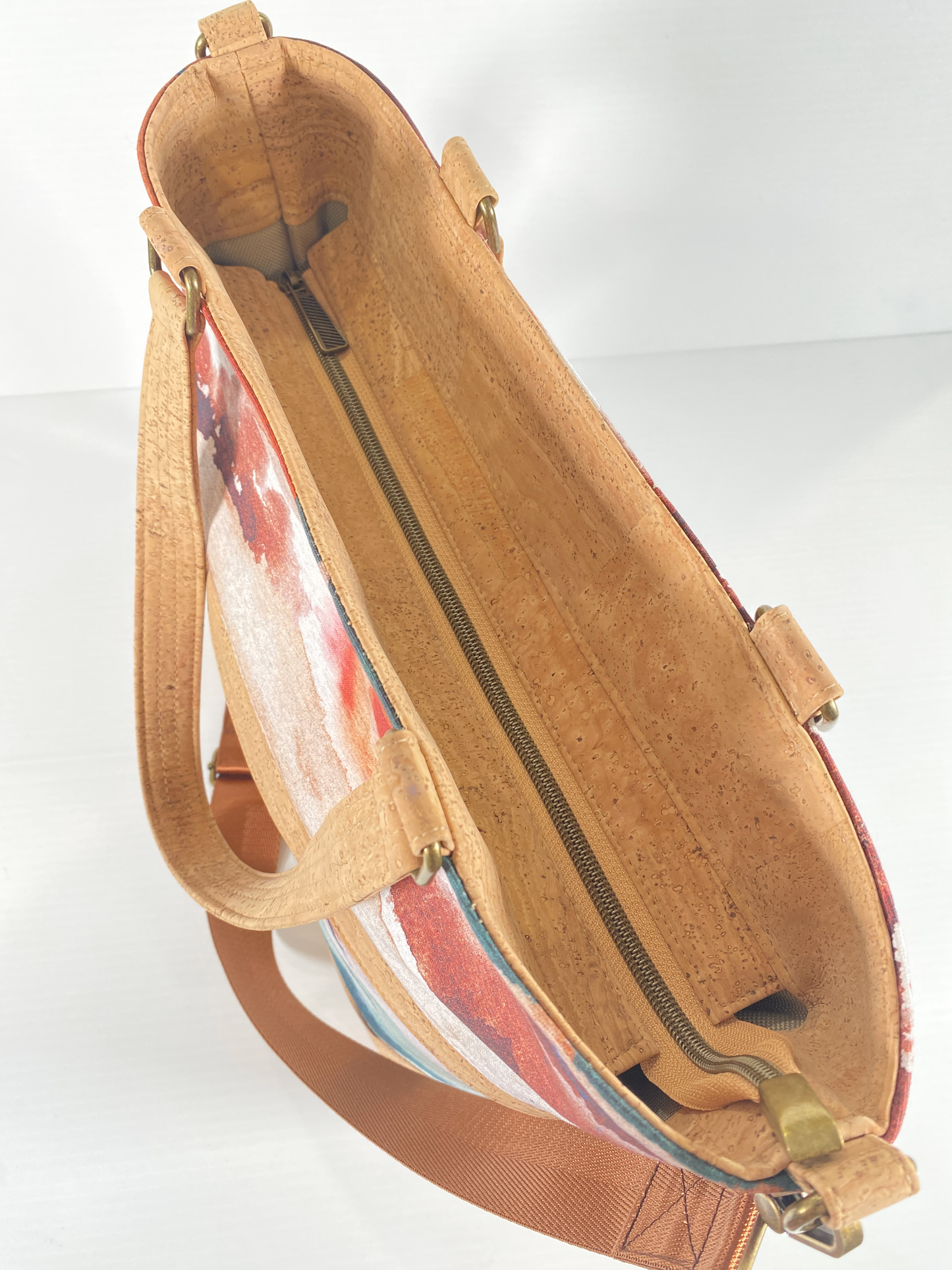 Mini Waterlily Tote in Natural Cork and Mountain Landscape