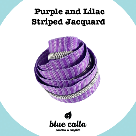 STRIPED JACQUARD - PURPLE & LILAC - #5 Metallic Nylon Coil Zipper tape
