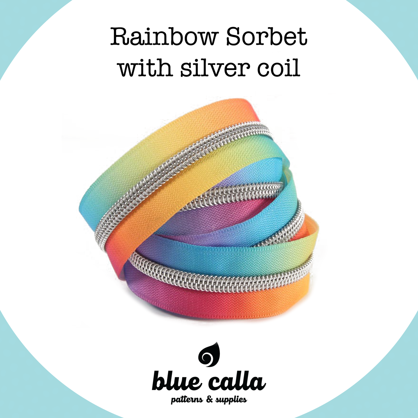 SILVER COIL - RAINBOW SORBET - #5 Metallic Nylon Coil Zipper tape
