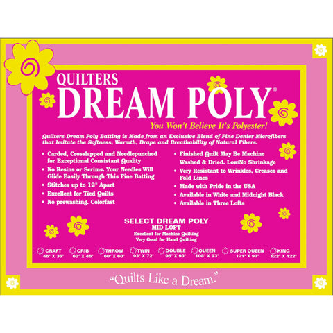 SALE Quilter's Dream Poly Quilt Batting - THROW size