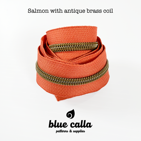 ANTIQUE BRASS COIL - SALMON - #5 Metallic Nylon Coil Zipper tape