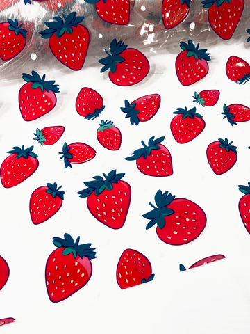 SALE Custom Printed Clear Vinyl - Strawberries