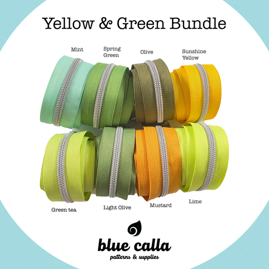 #5 Metallic Nylon Coil Zipper tape - Yellow & Green Bundle