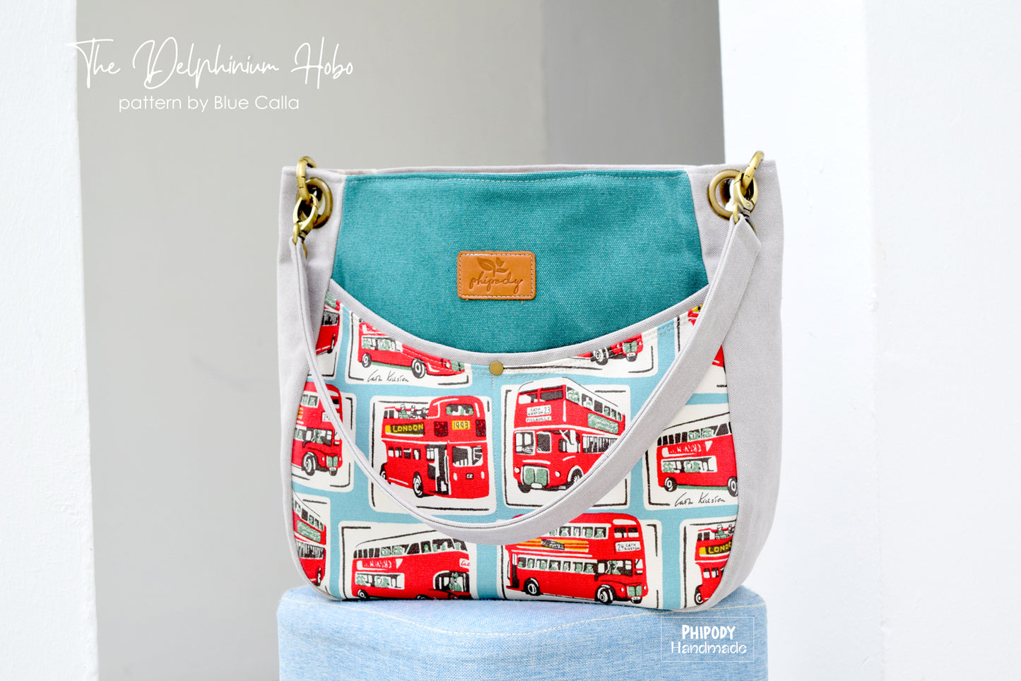 The Delphinium Hobo bag in 2 sizes - PDF sewing pattern