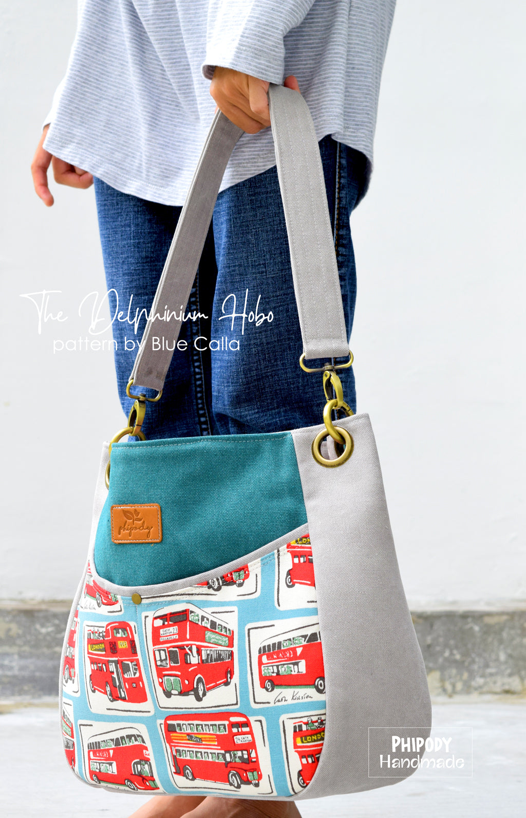 The Delphinium Hobo bag in 2 sizes - PDF sewing pattern