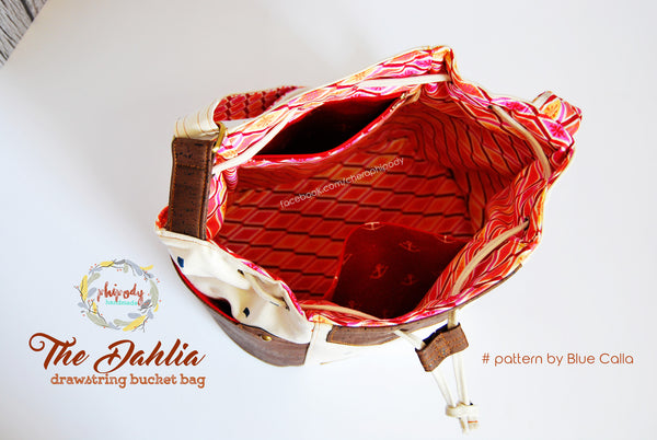 The Dahlia Drawstring Bucket Bag - PDF Sewing Pattern