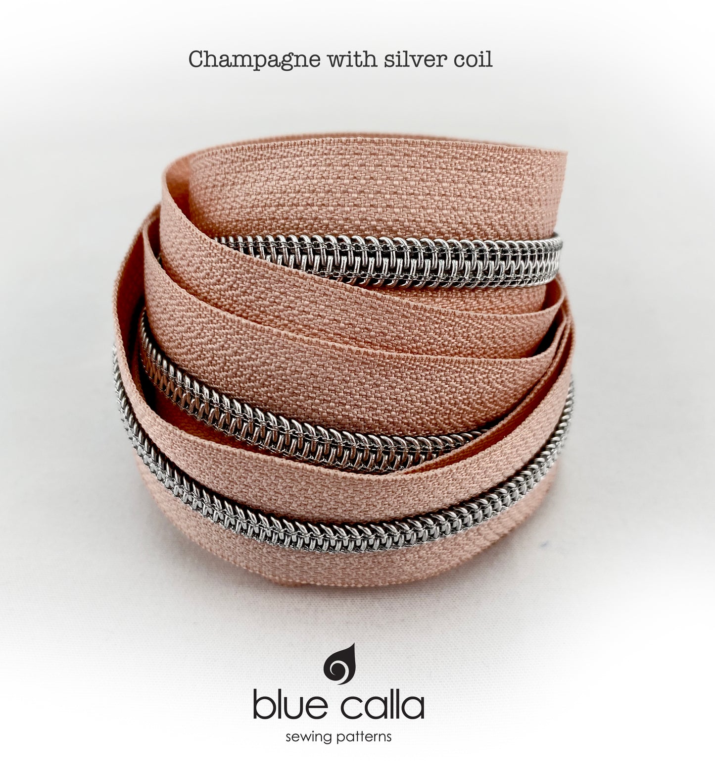 SILVER COIL - CHAMPAGNE - #5 Metallic Nylon Coil Zipper tape