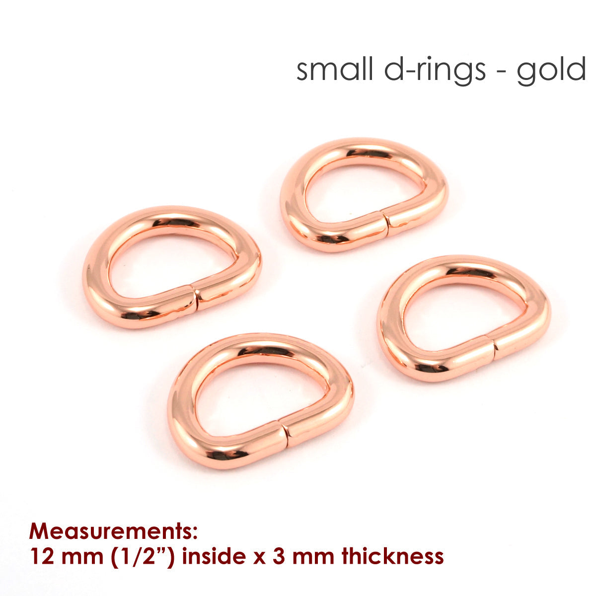 1/2" D RINGS (SET of 4) - Available in 6 metal finishes