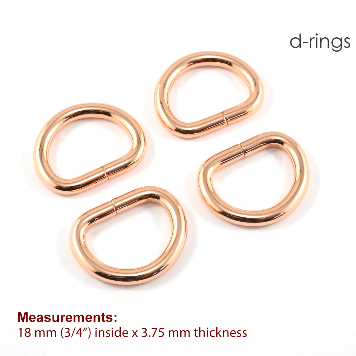3/4" D RINGS (SET of 4) - Available in 6 metal finishes