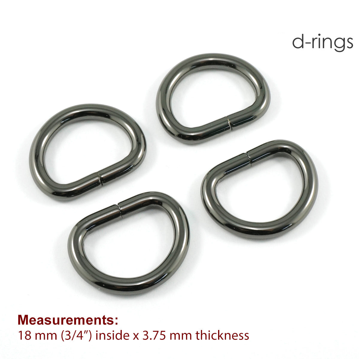 3/4" D RINGS (SET of 4) - Available in 6 metal finishes