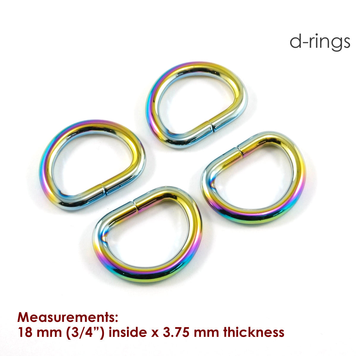 3/4" D RINGS (SET of 4) - Available in 6 metal finishes