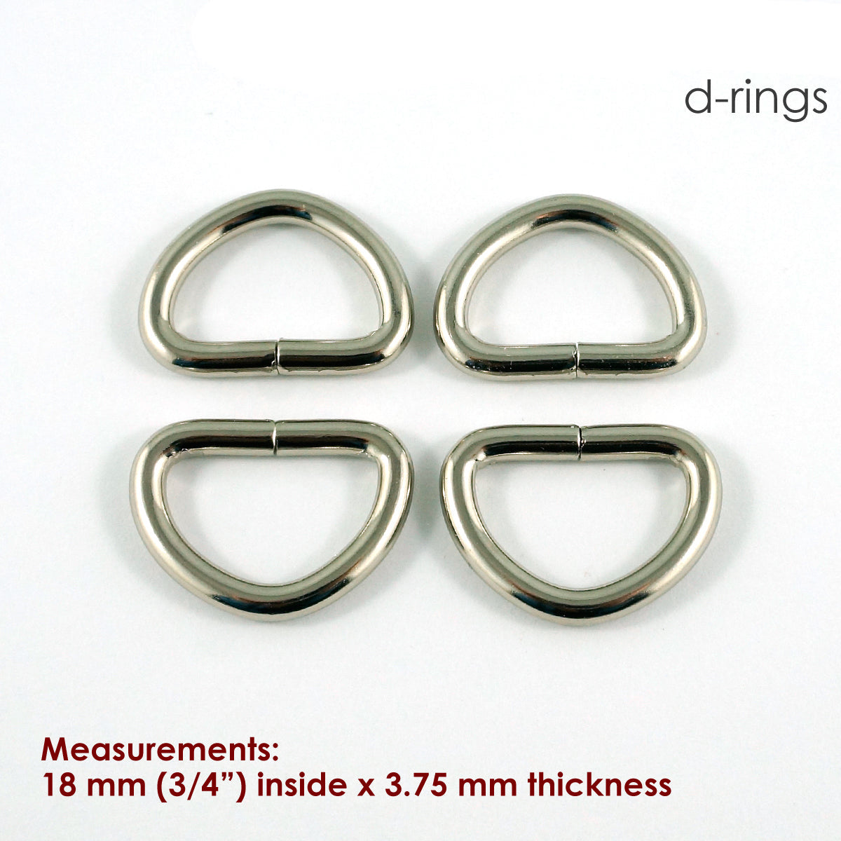 3/4" D RINGS (SET of 4) - Available in 6 metal finishes