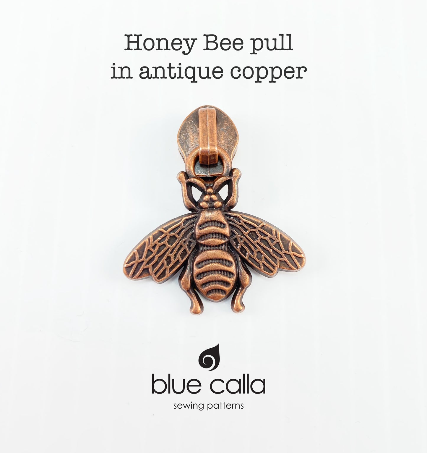 #5 coil zipper pull - Honey Bee in 7 metal finishes