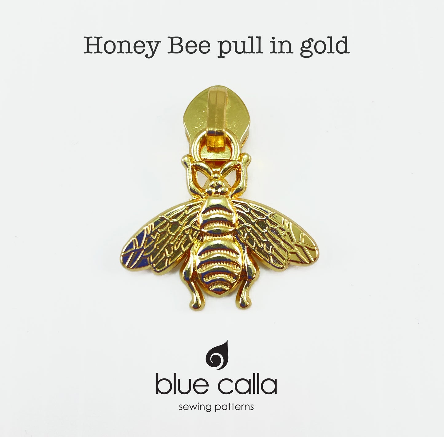 #5 coil zipper pull - Honey Bee in 7 metal finishes