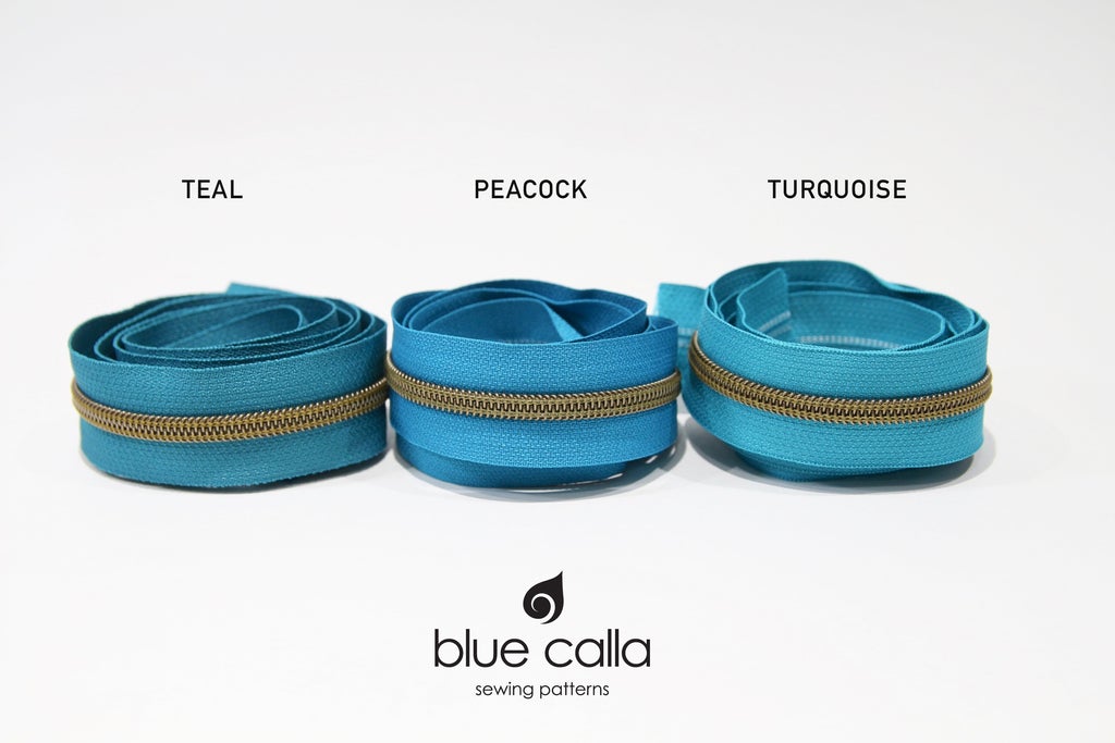 ANTIQUE BRASS COIL - PEACOCK - #5 Metallic Nylon Coil Zipper tape