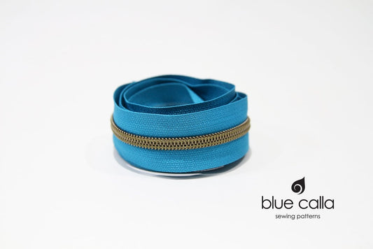 ANTIQUE BRASS COIL - PEACOCK - #5 Metallic Nylon Coil Zipper tape