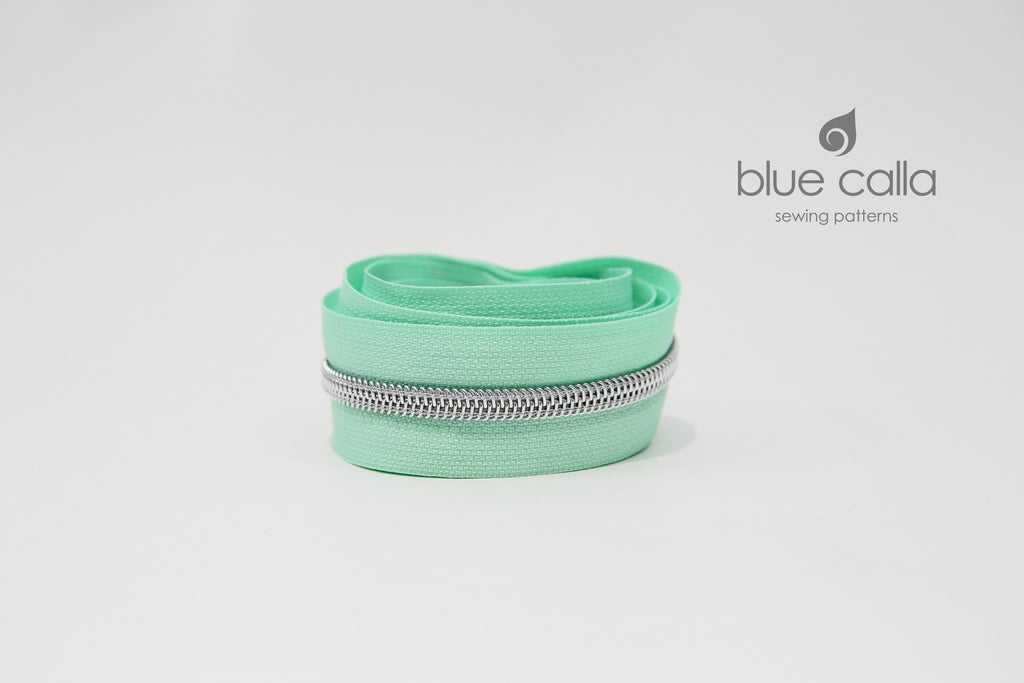 SILVER COIL - MINT - #5 Metallic Nylon Coil Zipper tape