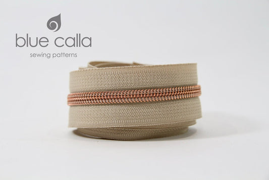 ROSE GOLD COIL - BEIGE - #5 Metallic Nylon Coil Zipper tape