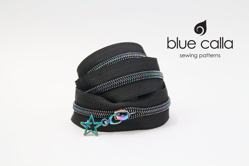 IRIDESCENT RAINBOW COIL - BLACK - #5 Metallic Nylon Coil Zipper tape