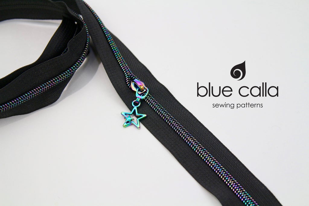 IRIDESCENT RAINBOW COIL - BLACK - #5 Metallic Nylon Coil Zipper tape