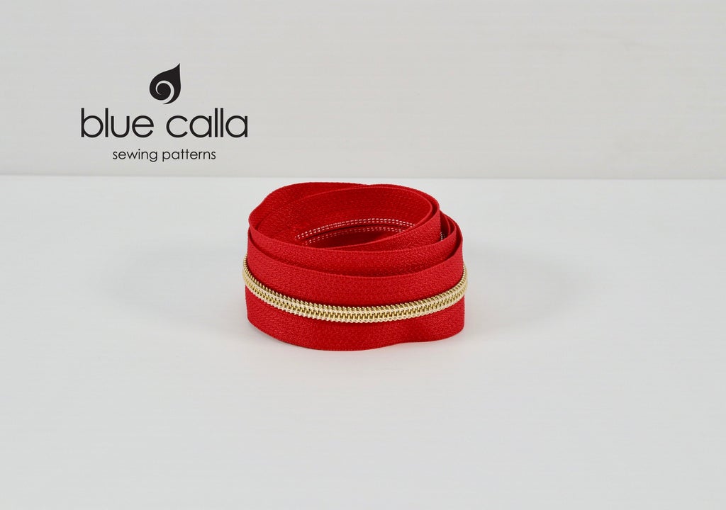 GOLD COIL - RED - #5 Metallic Nylon Coil Zipper tape