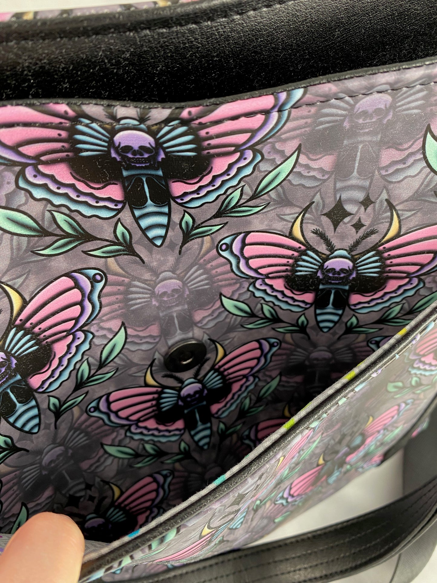 Passion Flower Tote - Skull Moth Vinyl on Grey