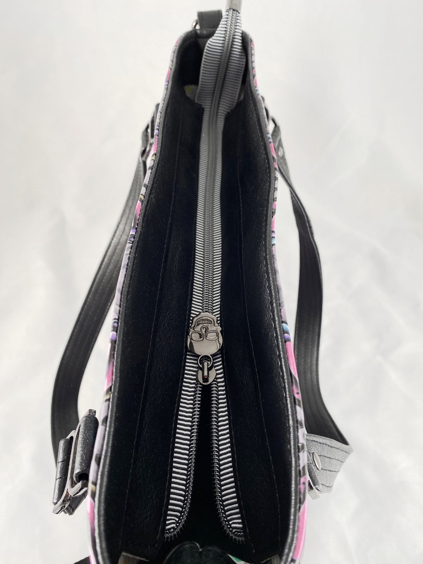 Passion Flower Tote - Skull Moth Vinyl on Grey