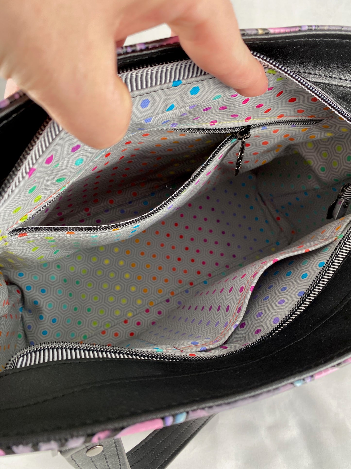Passion Flower Tote - Skull Moth Vinyl on Grey