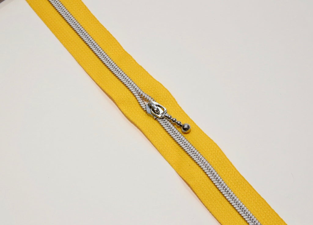 SILVER COIL - SUNSHINE YELLOW - #5 Metallic Nylon Coil Zipper tape