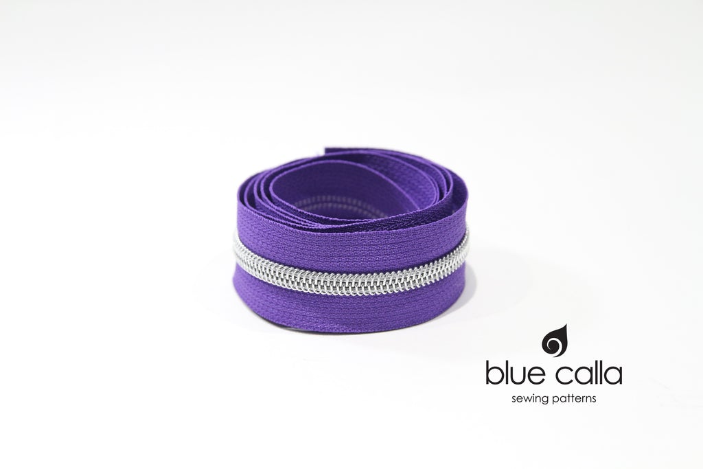 SILVER COIL - PURPLE - #5 Metallic Nylon Coil Zipper tape