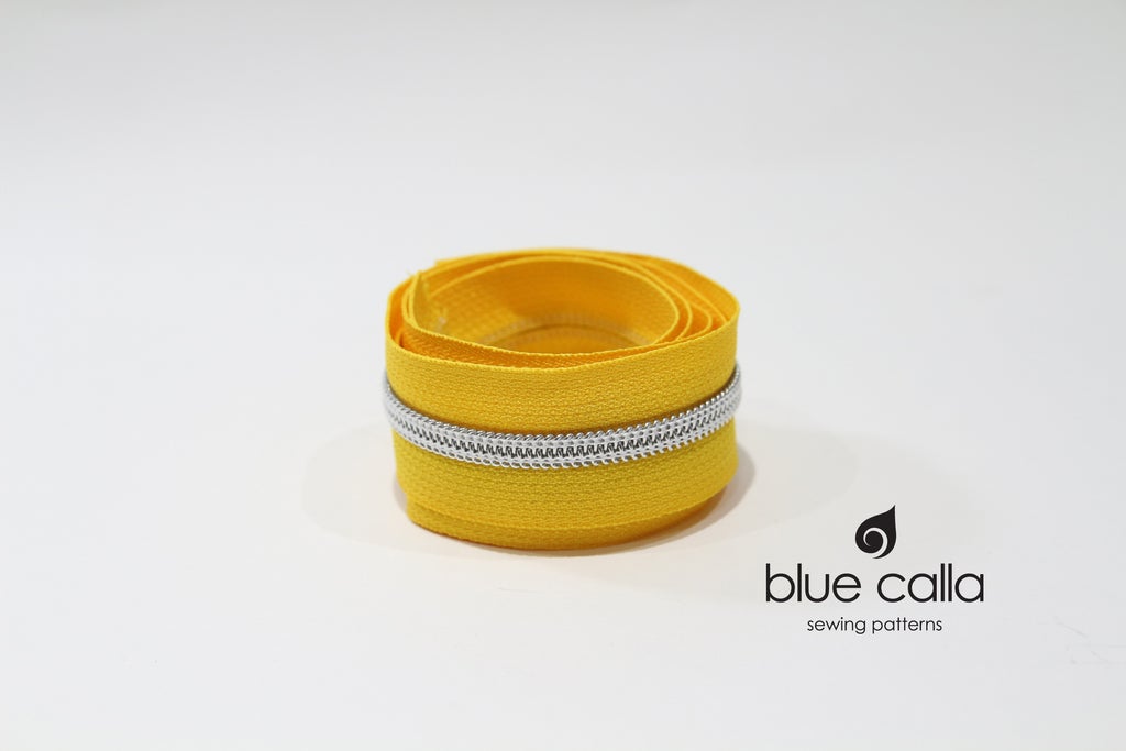 SILVER COIL - SUNSHINE YELLOW - #5 Metallic Nylon Coil Zipper tape