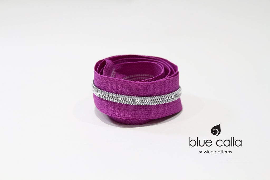 SILVER COIL - MAGENTA - #5 Metallic Nylon Coil Zipper tape