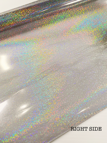 CLEARANCE Printed Clear Vinyl (20 gauge) - Iridescent Confetti in Light Grey